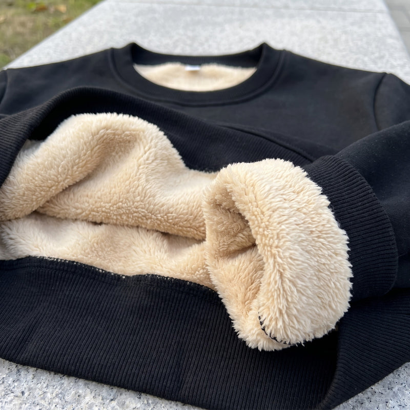 Men's Fleece Lined Sweatshirt Crew Neck Long Sleeve Winter Pullover, product photo 4