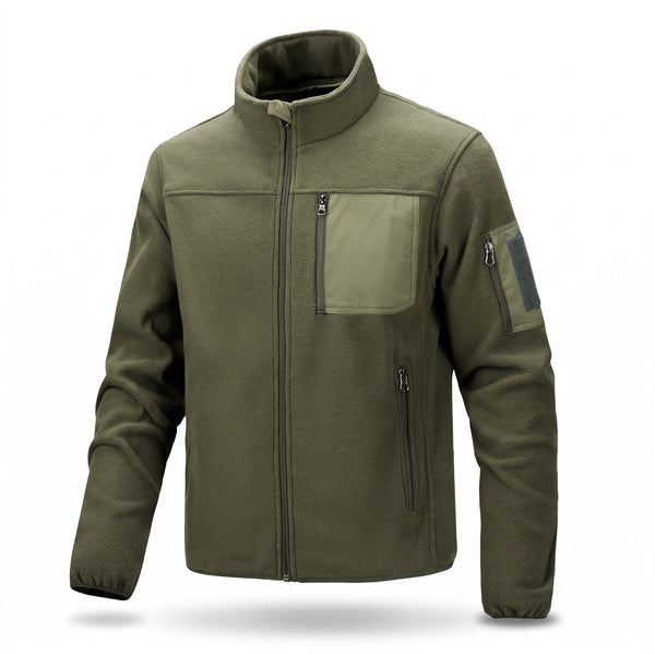 Men's Fleece Lined Tactical Pullover Stand Collar Side Zip Pockets