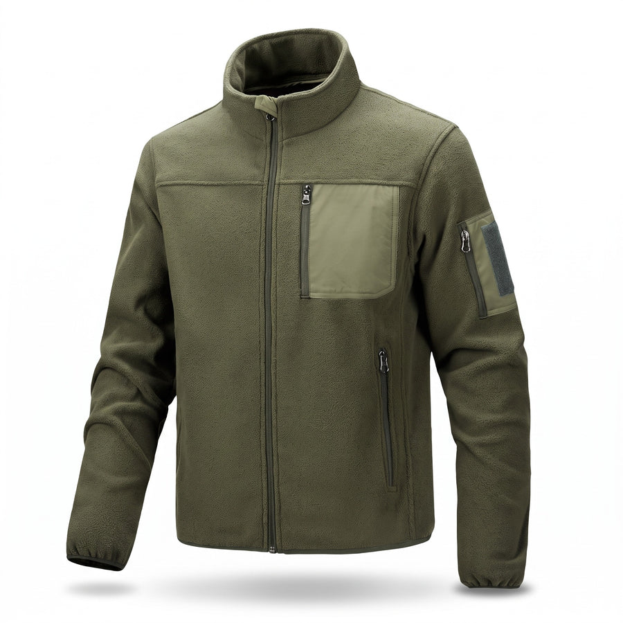 Men's Fleece Lined Tactical Pullover Stand Collar Side Zip Pockets, product photo 1