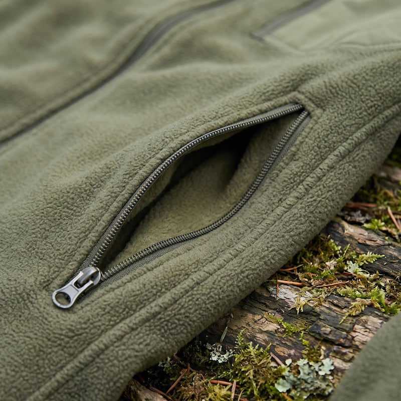 Men's Fleece Lined Tactical Pullover Stand Collar Side Zip Pockets, product photo 4