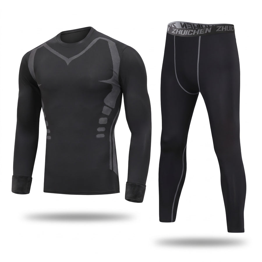 Men's Fleece Lined Tracksuit Set Slim Fit Running Warm Up Suit, product photo 1
