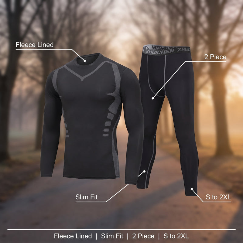 Men's Fleece Lined Tracksuit Set Slim Fit Running Warm Up Suit, product photo 2