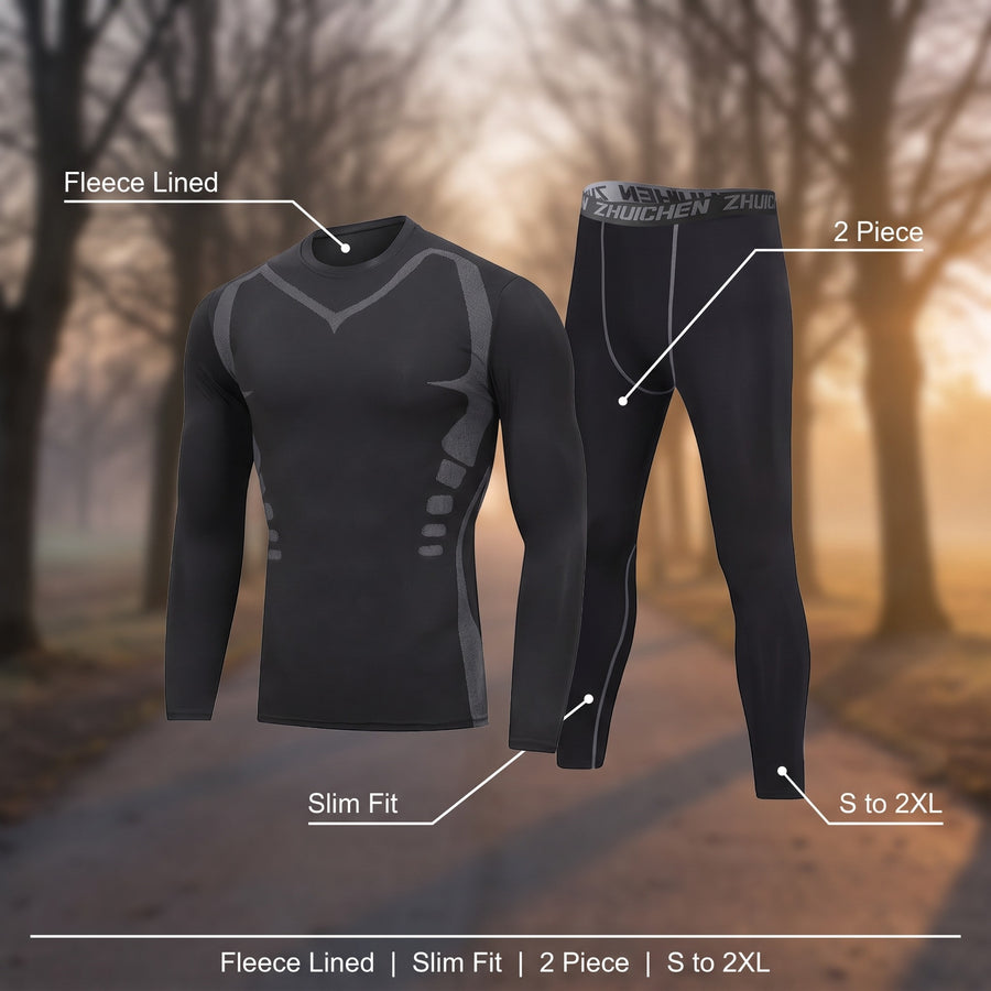 Men's Fleece Lined Tracksuit Set Slim Fit Running Warm Up Suit, product photo 2