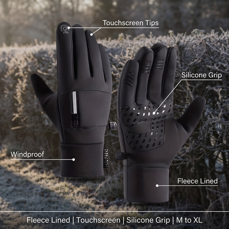 Men's Fleece Lined Winter Gloves Touchscreen Anti Slip Silicone Palm, product photo 2