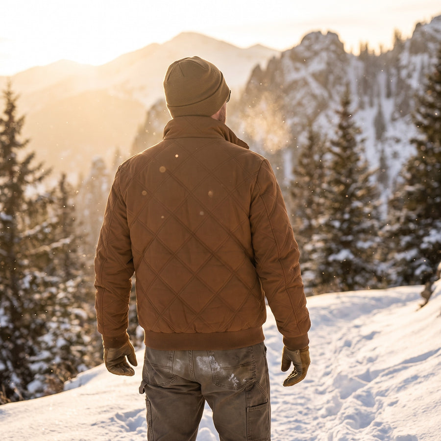 Men’s Fleece Lined Winter Jacket Quilted Windproof Stand Collar, product photo 3