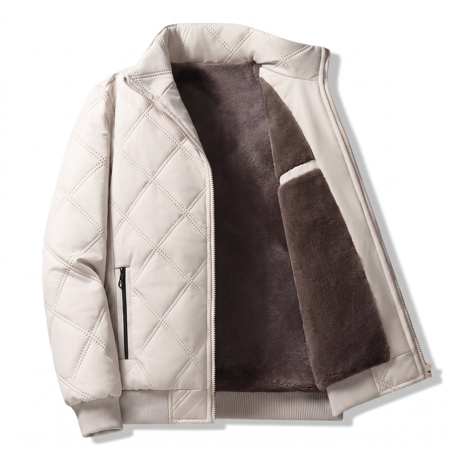 Men’s Fleece Lined Winter Jacket Quilted Windproof Stand Collar, product photo 8