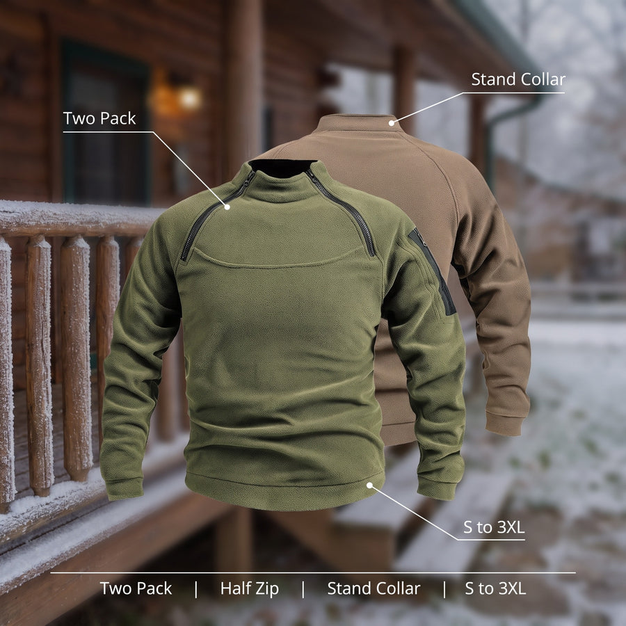 Men's Fleece Pullover Two Pack Half Zip Stand Collar Contrast, product photo 2