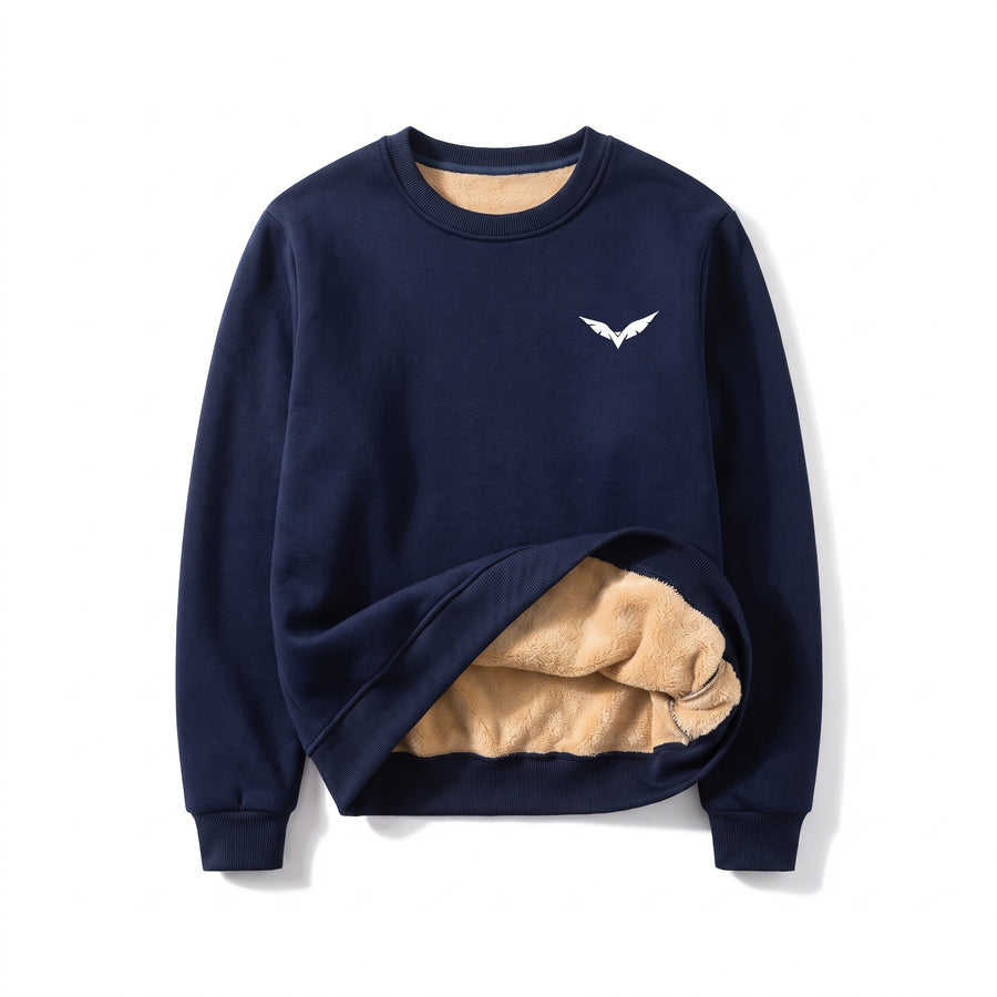 Men's Fleece Sweatshirt Crew Neck Wing Print Soft Lined Pullover, product photo 1