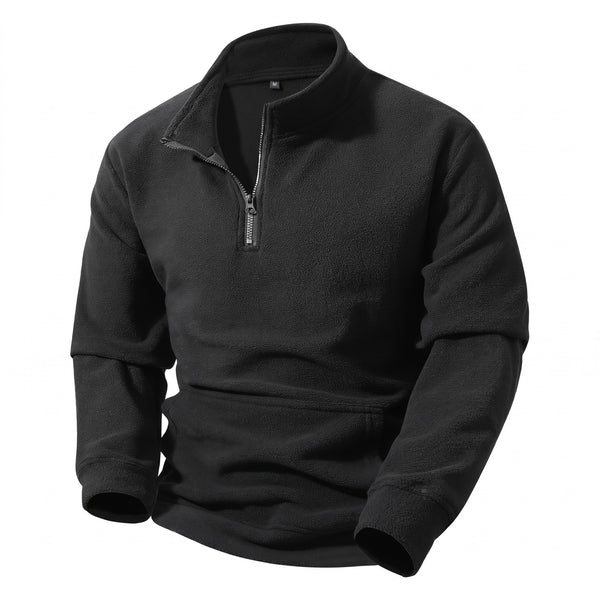 Men's Fleece Sweatshirt Half Zip Stand Collar Loose Outdoor