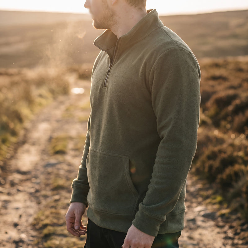 Men's Fleece Sweatshirt Half Zip Stand Collar Loose Outdoor, product photo 3