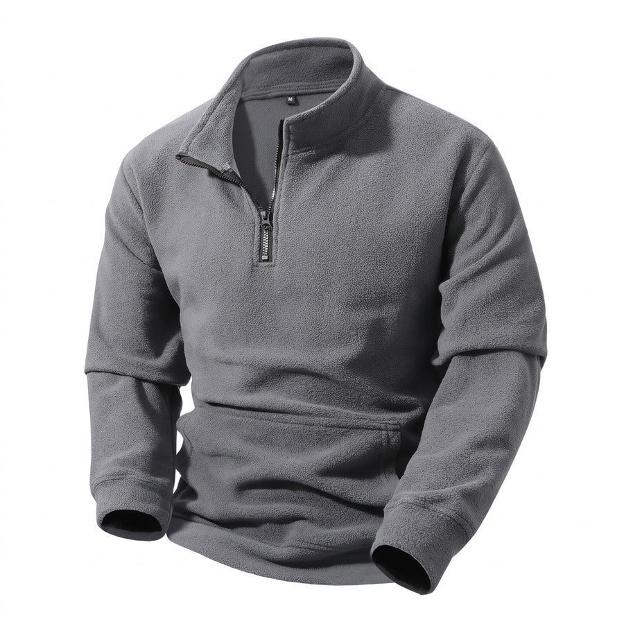Men's Fleece Sweatshirt Half Zip Stand Collar Loose Outdoor, product photo 6
