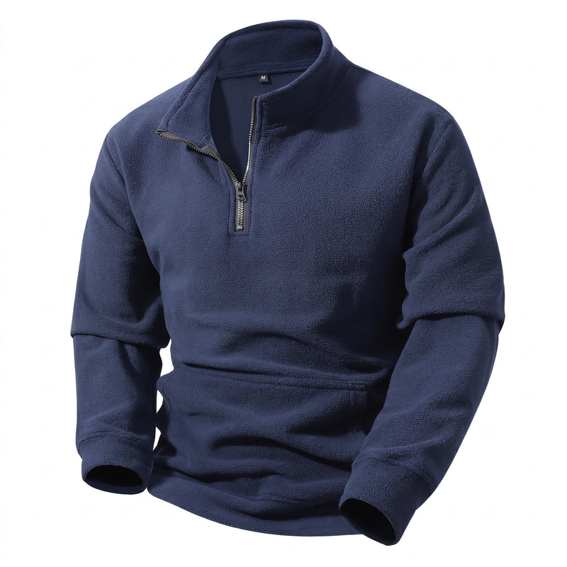 Men's Fleece Sweatshirt Half Zip Stand Collar Loose Outdoor, product photo 8