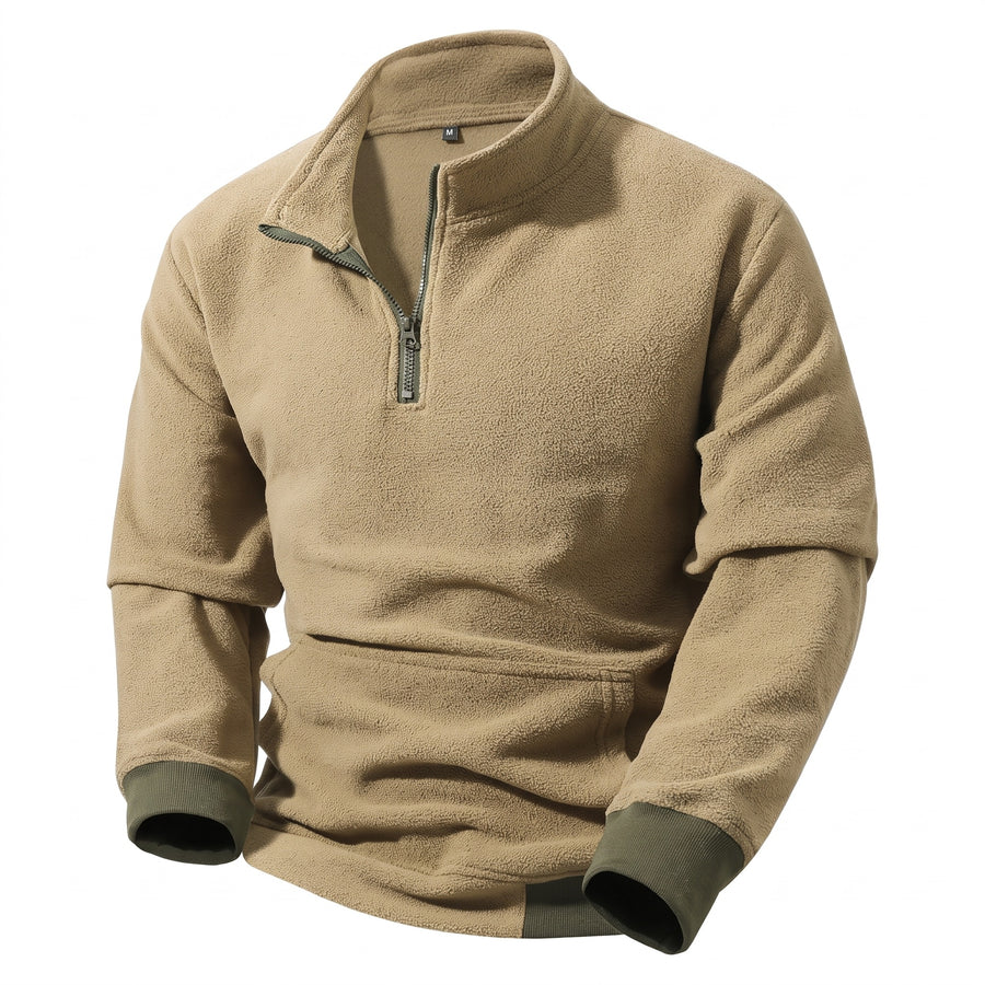 Men's Fleece Sweatshirt Half Zip Stand Collar Loose Outdoor, product photo 9