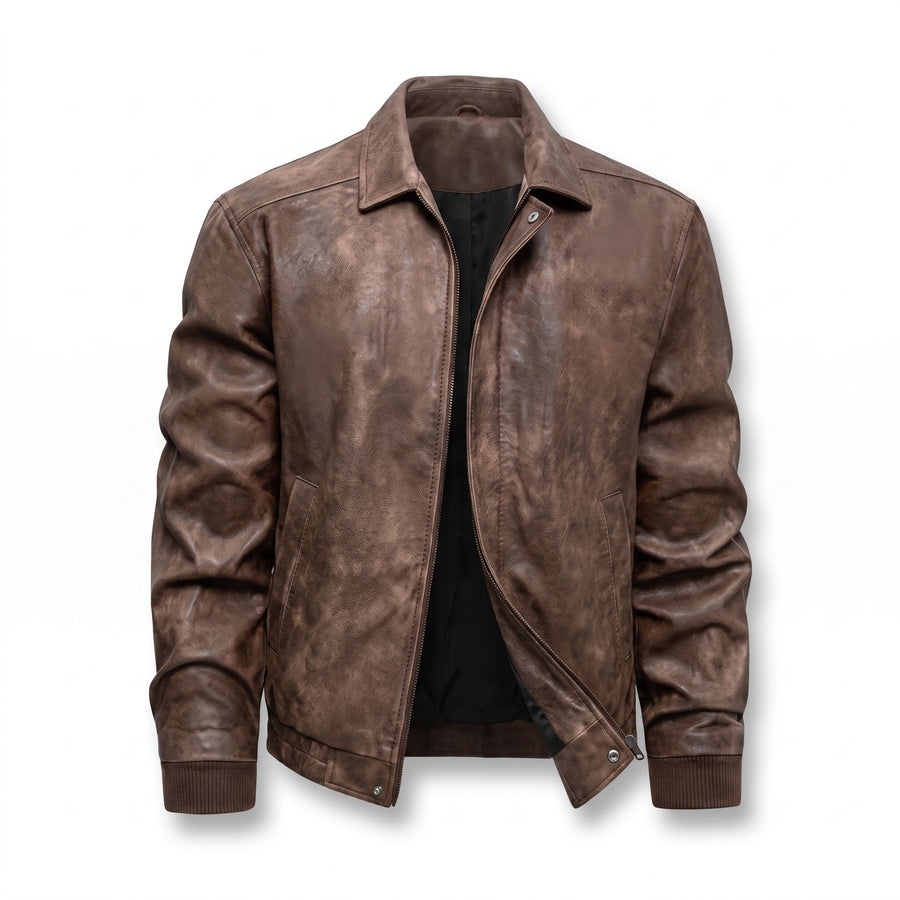Men’s Full Grain Leather Coat Windproof Water Resistant Jacket, product photo 6
