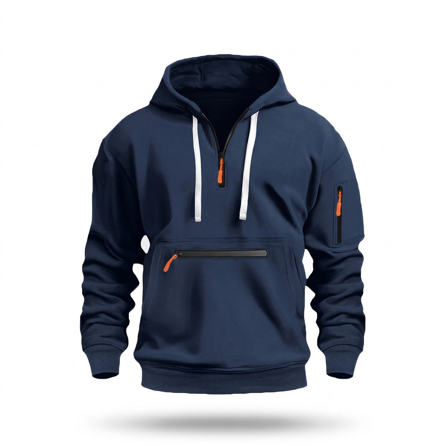 Men's Half Zip Hoodie Kangaroo Pocket Long Sleeve Casual Sweatshirt, product photo 1