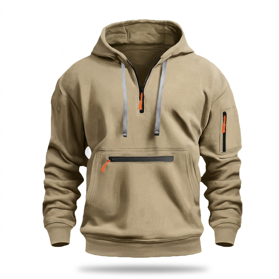 Men's Half Zip Hoodie Kangaroo Pocket Long Sleeve Casual Sweatshirt, product photo 6