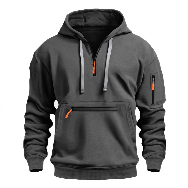 Men's Half Zip Hoodie Kangaroo Pocket Long Sleeve Casual Sweatshirt, product photo 7