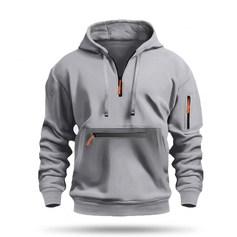 Men's Half Zip Hoodie Kangaroo Pocket Long Sleeve Casual Sweatshirt, product photo 8