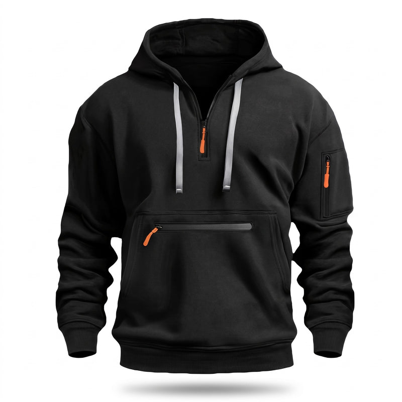 Men's Half Zip Hoodie Kangaroo Pocket Long Sleeve Casual Sweatshirt, product photo 9