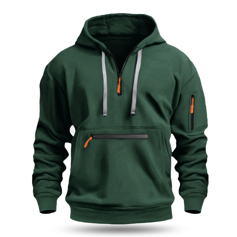 Men's Half Zip Hoodie Kangaroo Pocket Long Sleeve Casual Sweatshirt, product photo 10