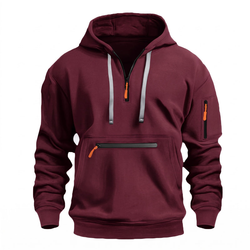 Men's Half Zip Hoodie Kangaroo Pocket Long Sleeve Casual Sweatshirt, product photo 11