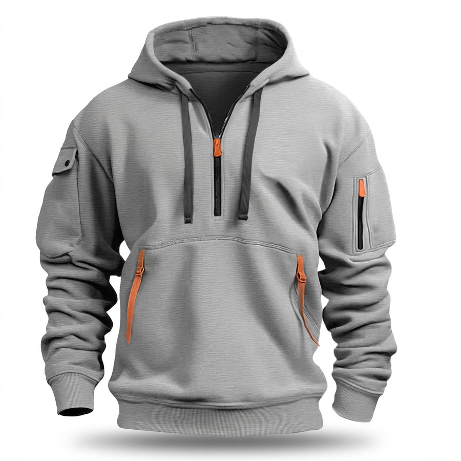 Men's Half Zip Hoodie Tactical Pullover Kangaroo Pocket Sweatshirt, product photo 1