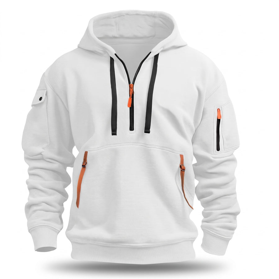 Men's Half Zip Hoodie Tactical Pullover Kangaroo Pocket Sweatshirt, product photo 7