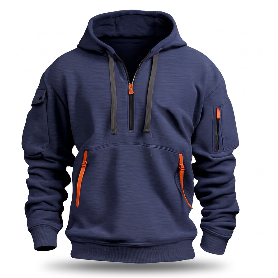 Men's Half Zip Hoodie Tactical Pullover Kangaroo Pocket Sweatshirt, product photo 9