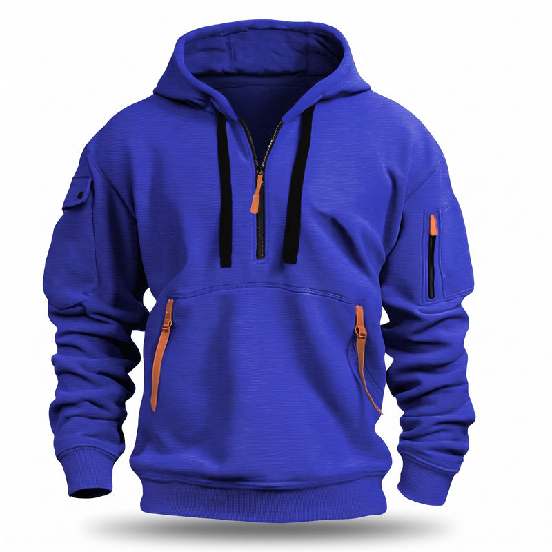 Men's Half Zip Hoodie Tactical Pullover Kangaroo Pocket Sweatshirt, product photo 11