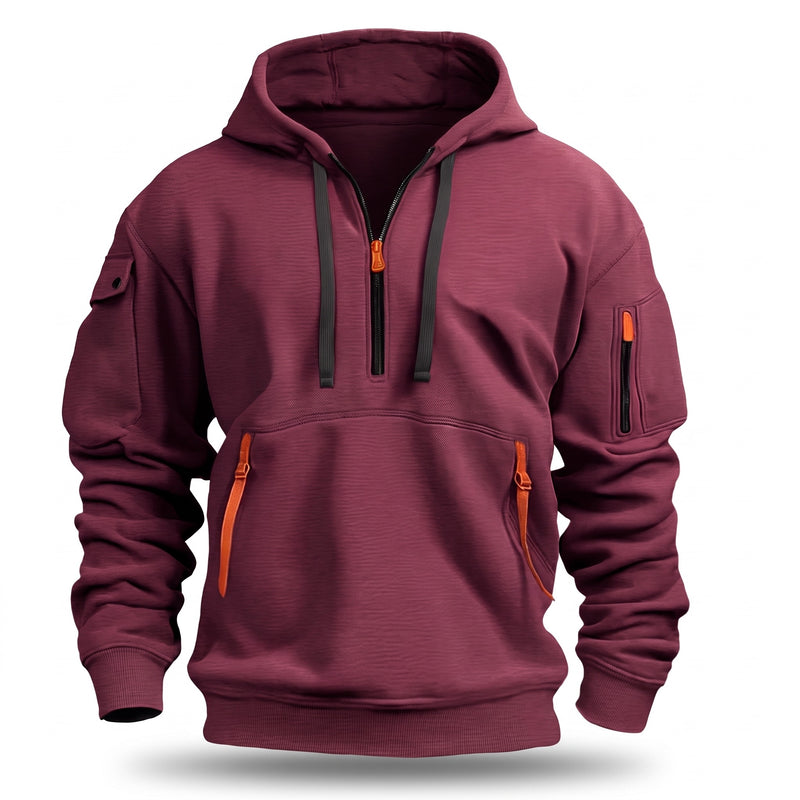 Men's Half Zip Hoodie Tactical Pullover Kangaroo Pocket Sweatshirt, product photo 12