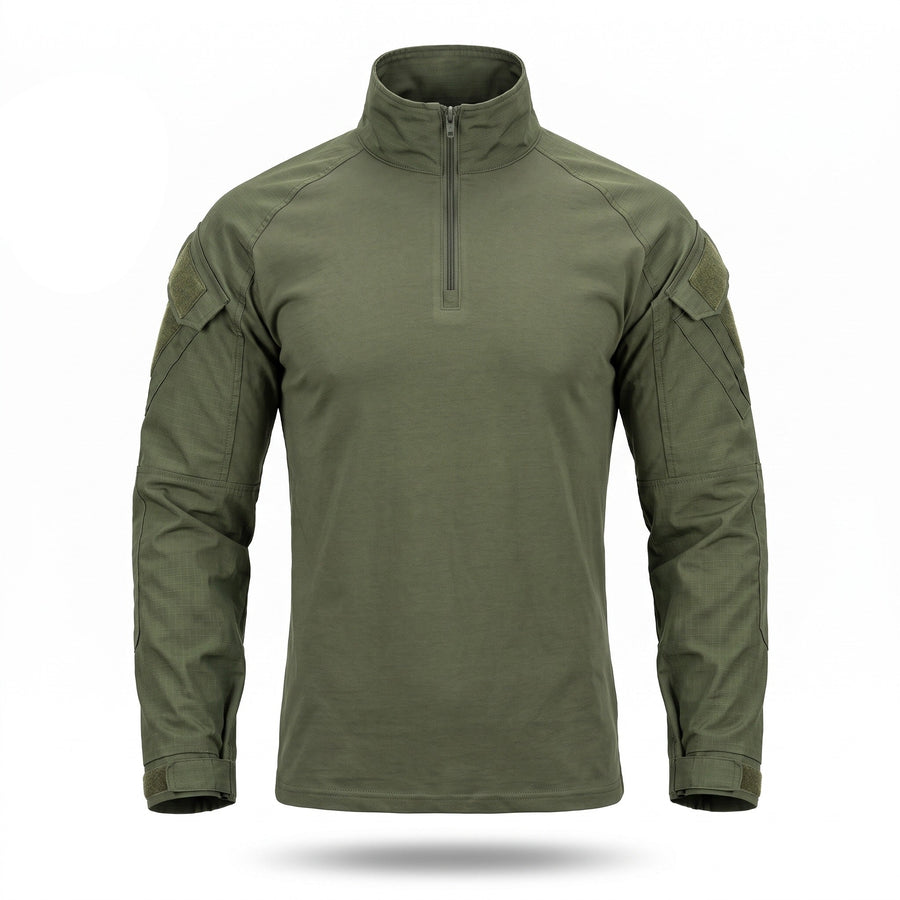 Men's Half Zip Sports Top Stand Collar Multi Pocket Stretch Shirt, product photo 1