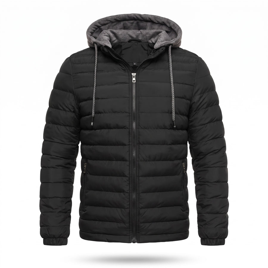 Men's Hooded Puffer Jacket Lightweight Insulated Quilted Winter Coat, product photo 1