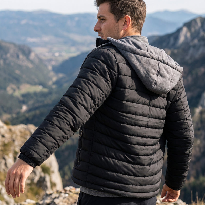 Men's Hooded Puffer Jacket Lightweight Insulated Quilted Winter Coat, product photo 5