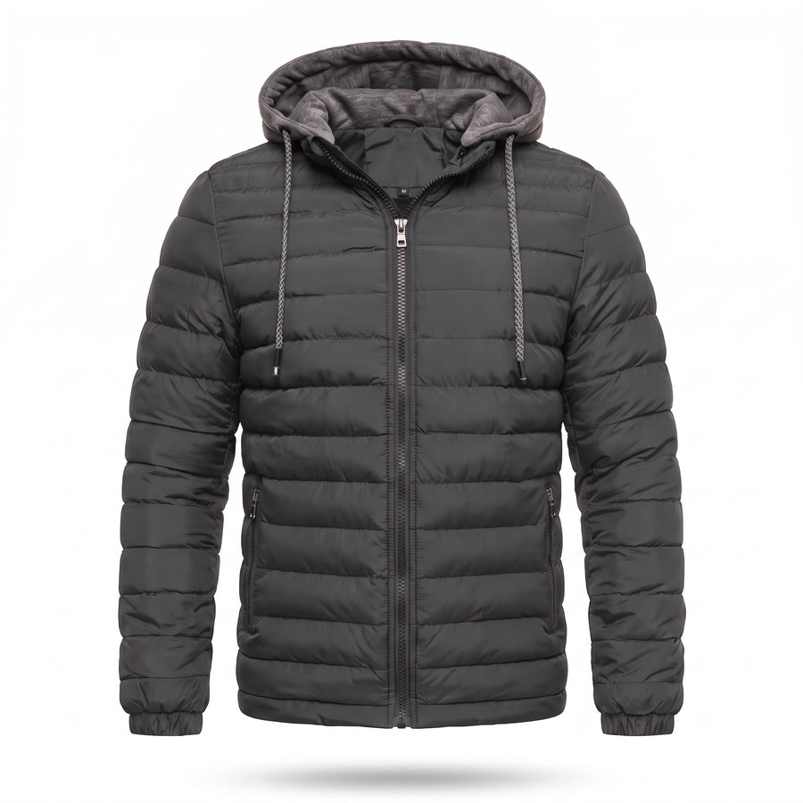 Men's Hooded Puffer Jacket Lightweight Insulated Quilted Winter Coat, product photo 9