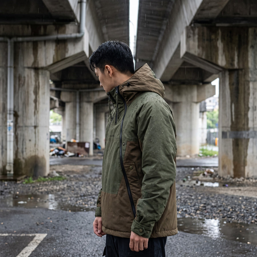 Men’s Insulated Double Zip Jacket Water Resistant Techwear Coat, product photo 5