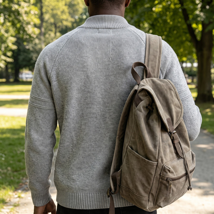 Men's Knit Cardigan Full Zip Stand Collar Raglan Sleeve Jacket, product photo 5