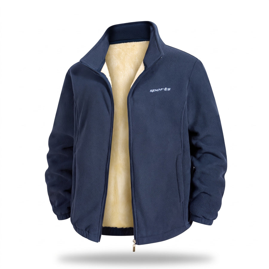 Men's Lambswool Lined Fleece Jacket Stand Collar Windproof, product photo 1
