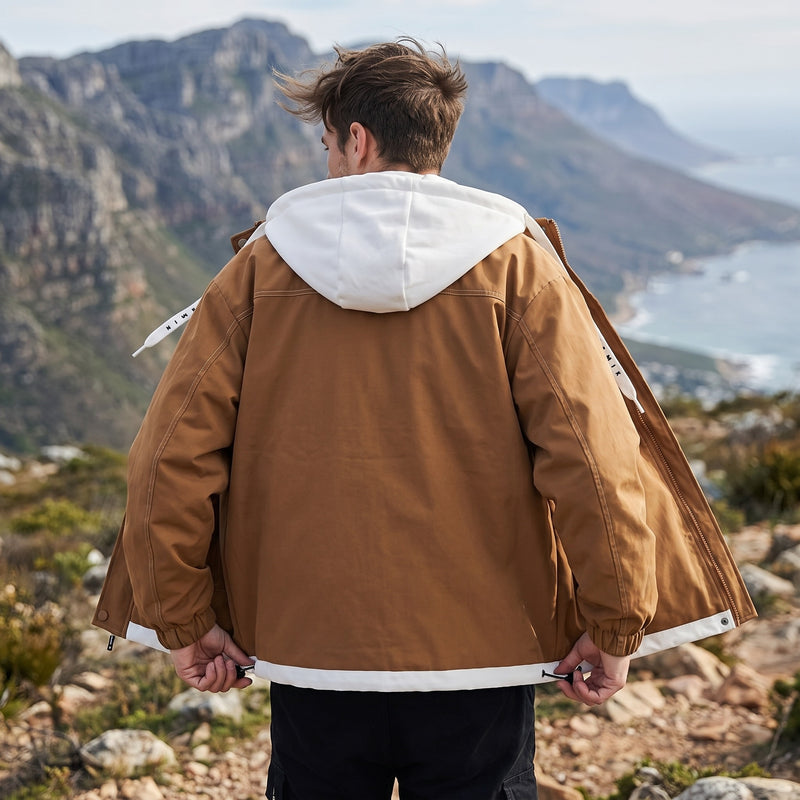 Men’s Lightweight Insulated Jacket Adjustable Hood Drawstring Hem, product photo 5