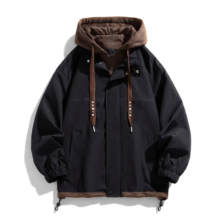 Men’s Lightweight Insulated Jacket Adjustable Hood Drawstring Hem, product photo 6