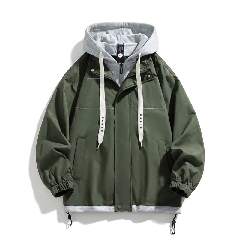 Men’s Lightweight Insulated Jacket Adjustable Hood Drawstring Hem, product photo 8