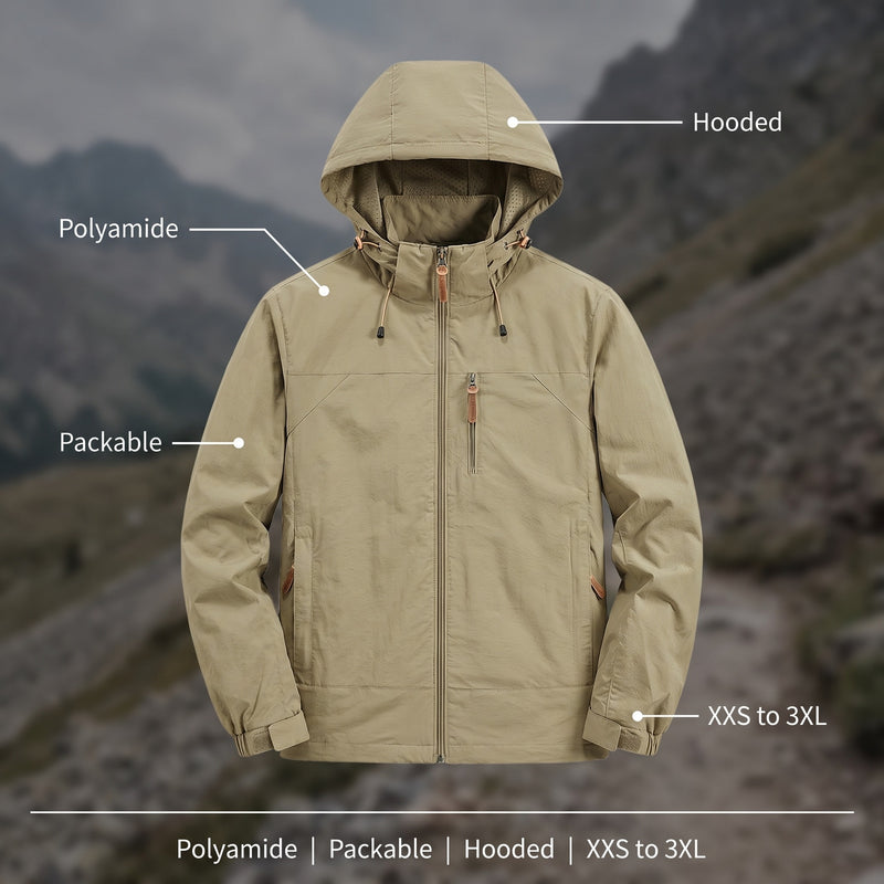 Men's Lightweight Polyamide Hooded Jacket Hiking Trekking Coat, product photo 2