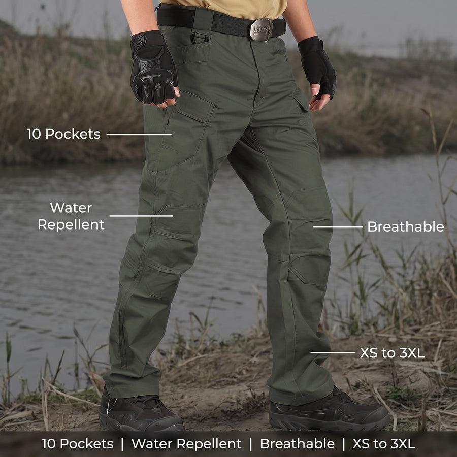 Men's Lightweight Tactical Pants 10 Pocket Water Repellent Trousers, product photo 2