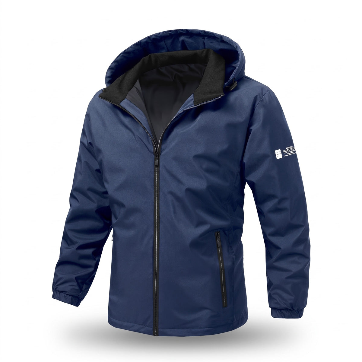 Men's Lightweight Windbreaker Hooded Zip Front Packable Shell, product photo 1