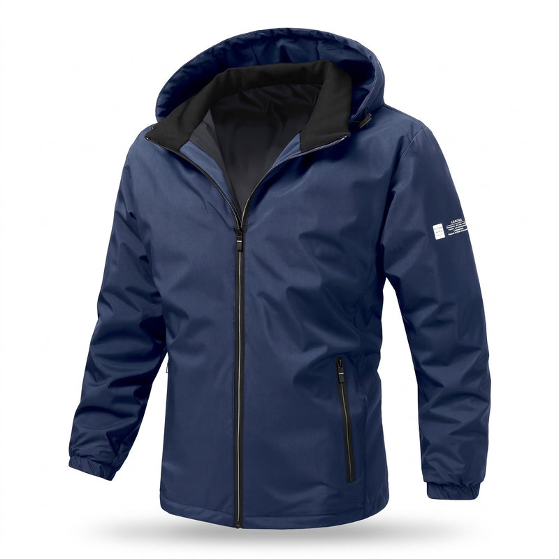 Men's Lightweight Windbreaker Hooded Zip Front Packable Shell, product photo 6