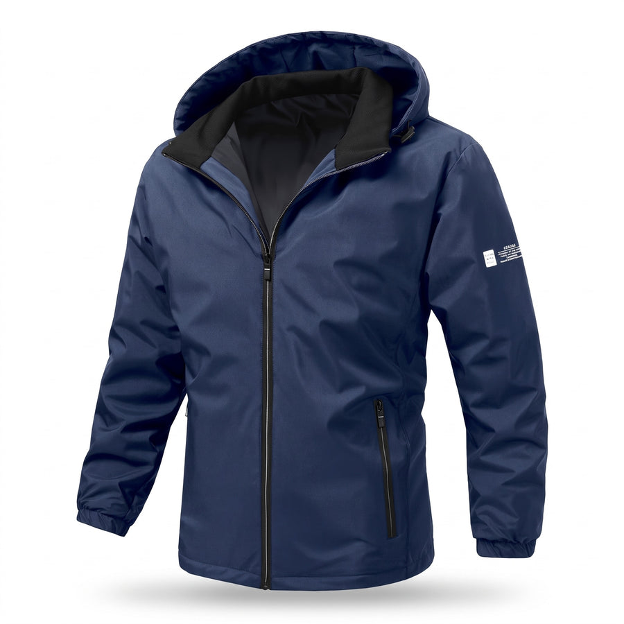 Men's Lightweight Windbreaker Hooded Zip Front Packable Shell, product photo 6