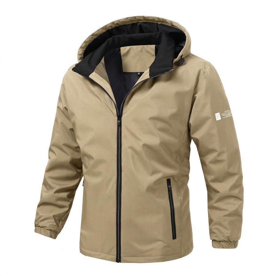 Men's Lightweight Windbreaker Hooded Zip Front Packable Shell, product photo 7