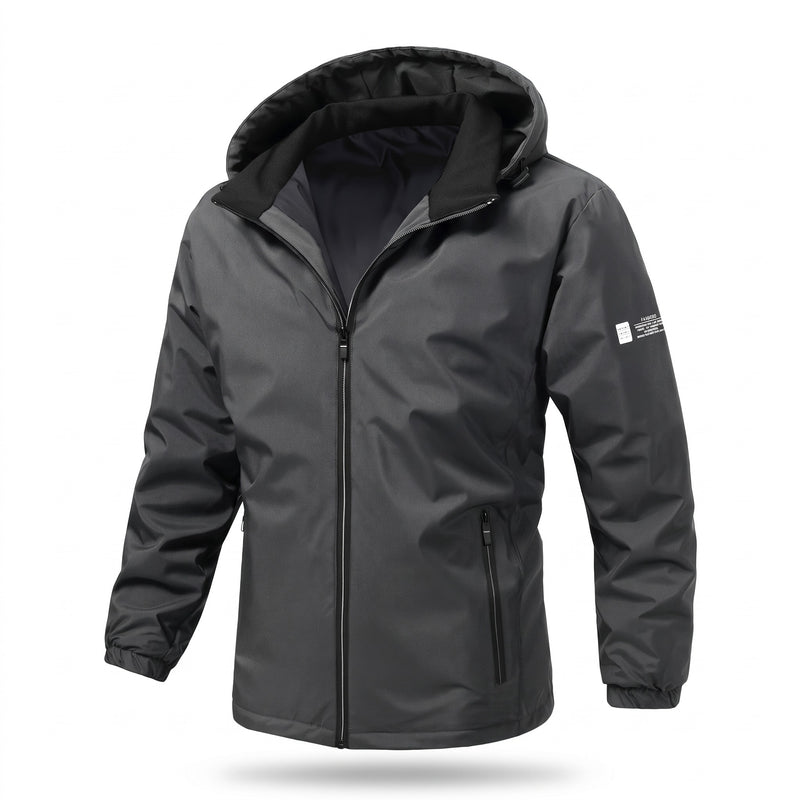 Men's Lightweight Windbreaker Hooded Zip Front Packable Shell, product photo 8