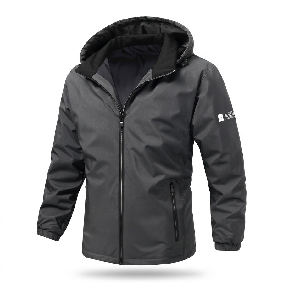 Men's Lightweight Windbreaker Hooded Zip Front Packable Shell, product photo 8