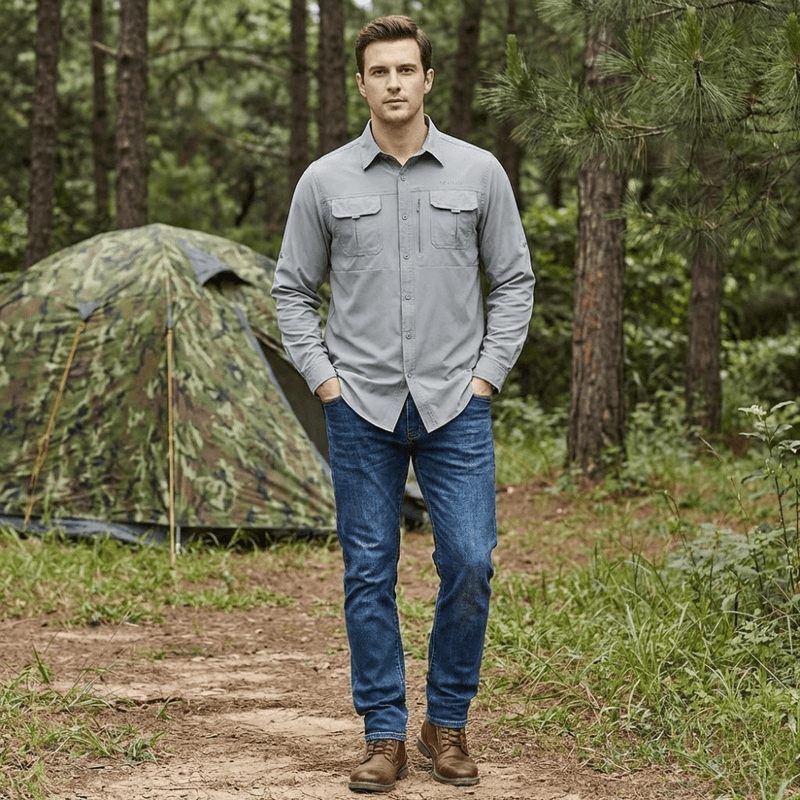 Men's Long Sleeve Breathable Hiking Shirt Trail Top – product view 5 | Great Lakes Outdoor