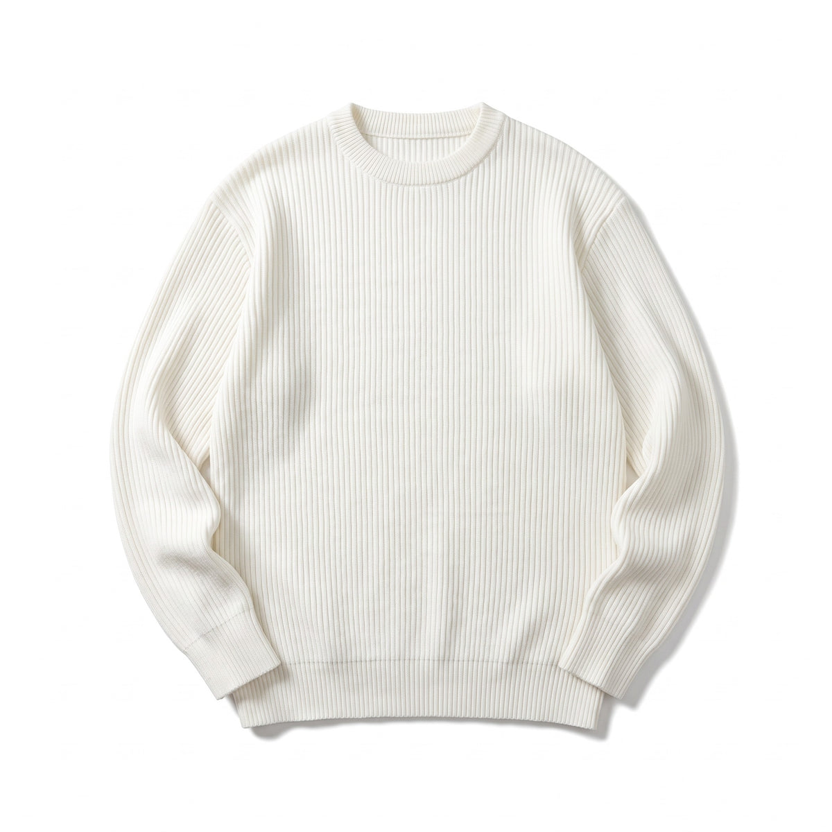 Men's Loose Ribbed Knit Tee Crew Neck Long Sleeve Relaxed Top, product photo 1